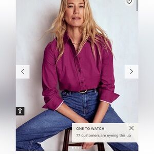 Boden Sienna Cord Shirt in Rich Magenta